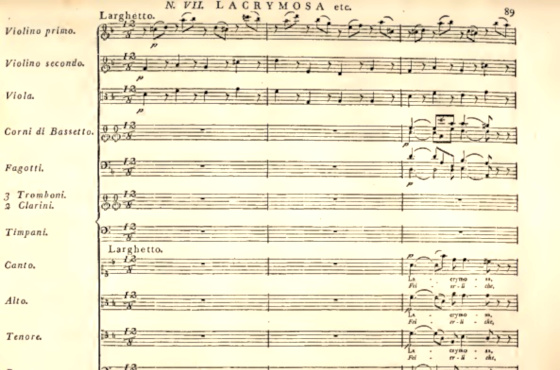 Ноты «Лакримозы» Моцарта