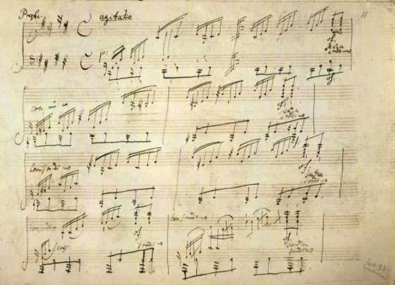 рукопись «Лунной сонаты» Бетховена