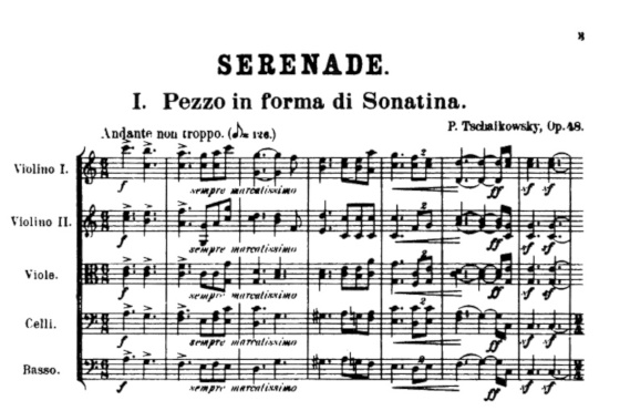 ноты «Серенады для струнного оркестра»
