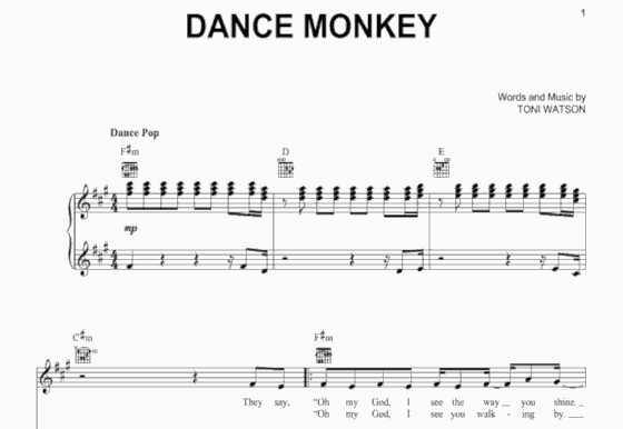 Ноты песни «Dance Monkey»
