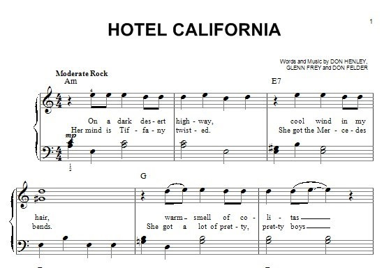 ноты песни «Hotel California»