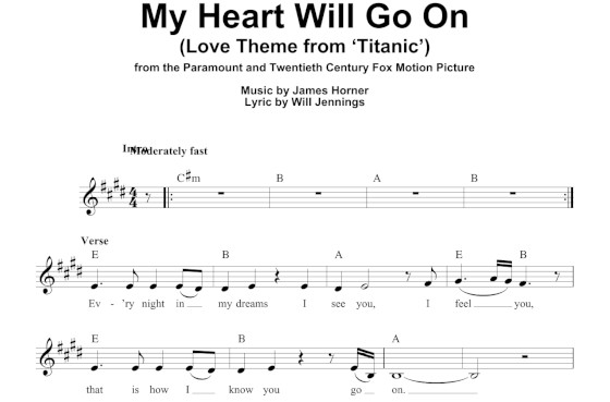 ноты «My Heart Will Go On»