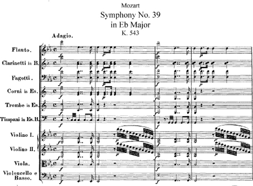 ноты Симфонии №39 Моцарта